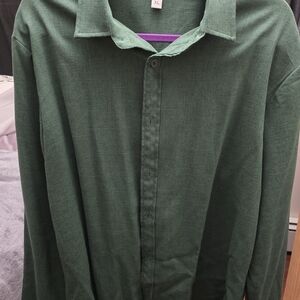 Green Long Sleeve Button Down Collared Shirt